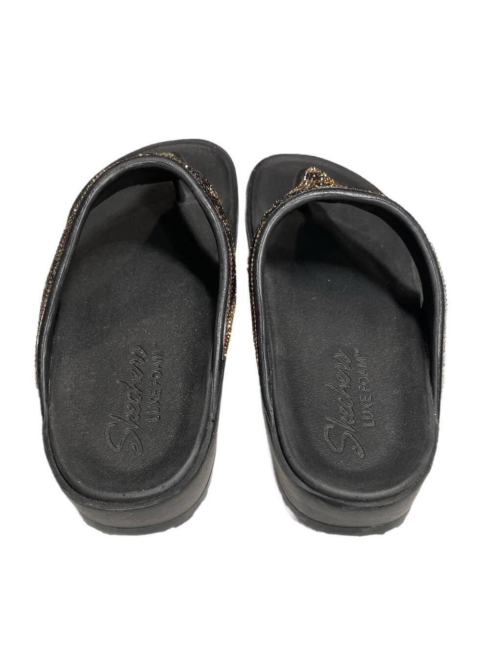 Skechers Foamies Leopard Print Rhinestone Embellished Thong Sandals, Size 9 - Picture 3 of 8